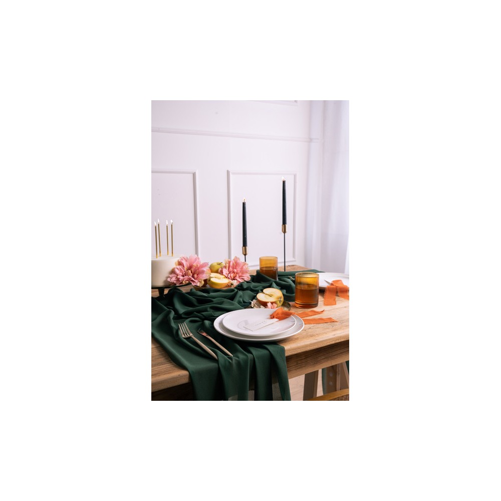 Chiffon table runner - bottle green, 48 cm x 5 m