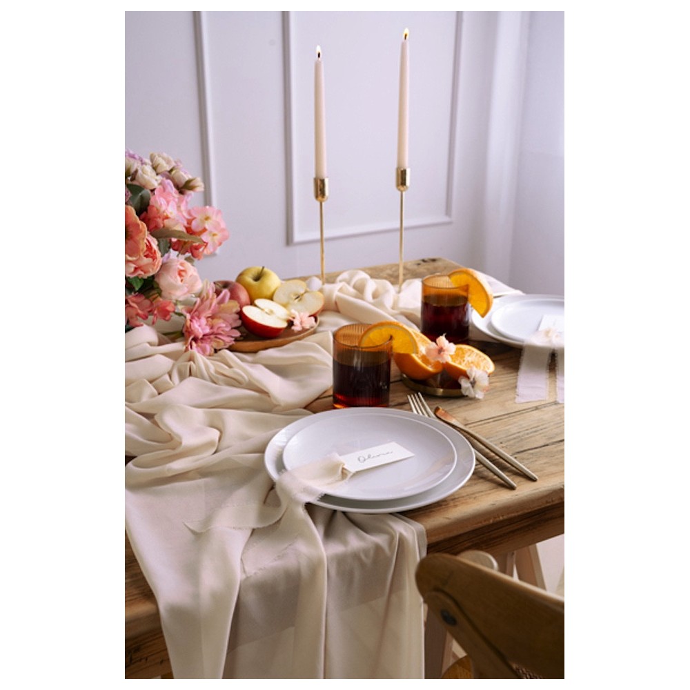 Chiffon table runner - cream, 48 cm x 5 m
