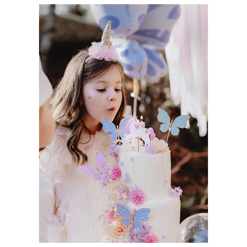Unicorn birthday candle - white, 9 cm