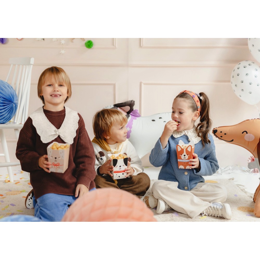 Decorative Dog popcorn boxes - 8,7 x 8,7 x 12 cm, 6 pcs.