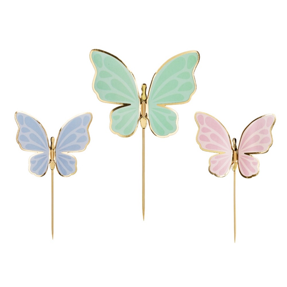 Cupcakes and cakes toppers Butterflies - 9 x 6,5 cm, 9 pcs.