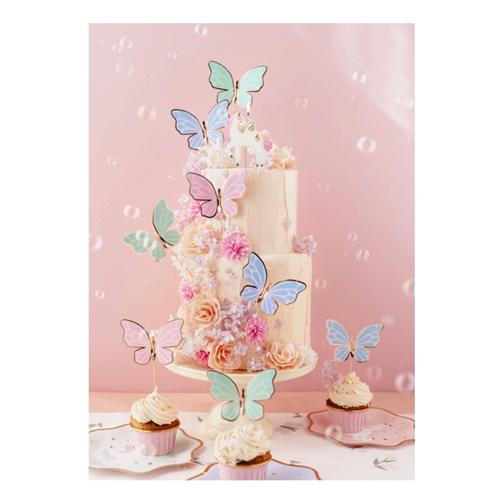 Cupcakes and cakes toppers Butterflies - 9 x 6,5 cm, 9 pcs.