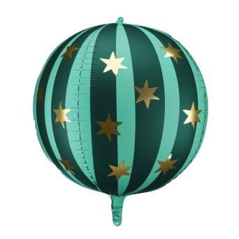 Foil balloon Ball with stars - green 75 cm