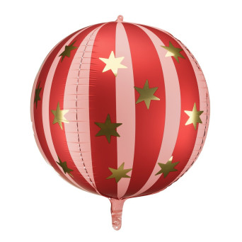 Foil balloon Ball with stars - red, 75 cm