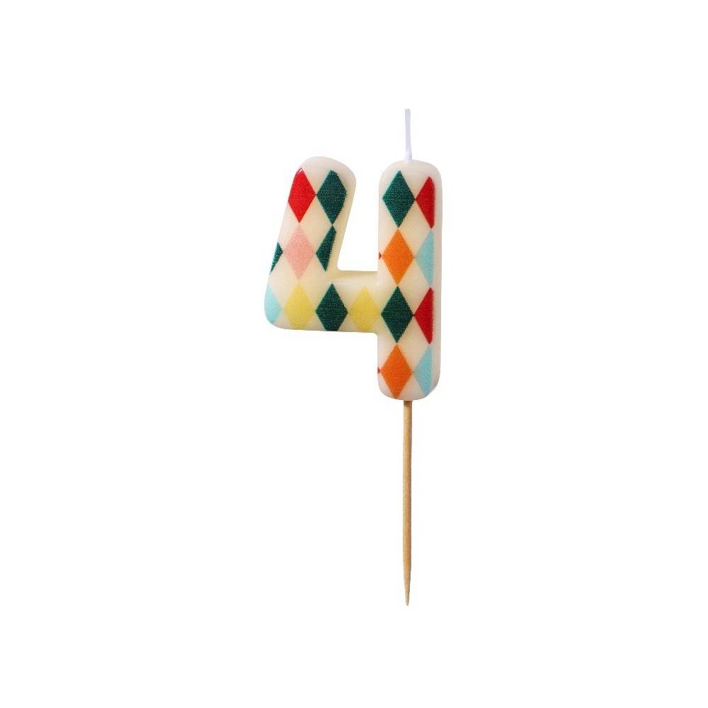 Birthday candle, number 4 - rhomb, 5,5 cm