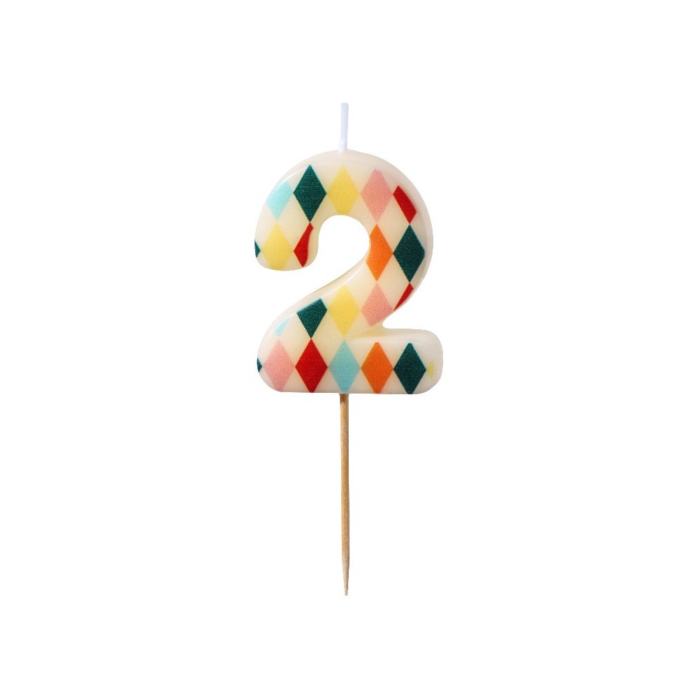 Birthday candle, number 2 - rhomb, 5,5 cm