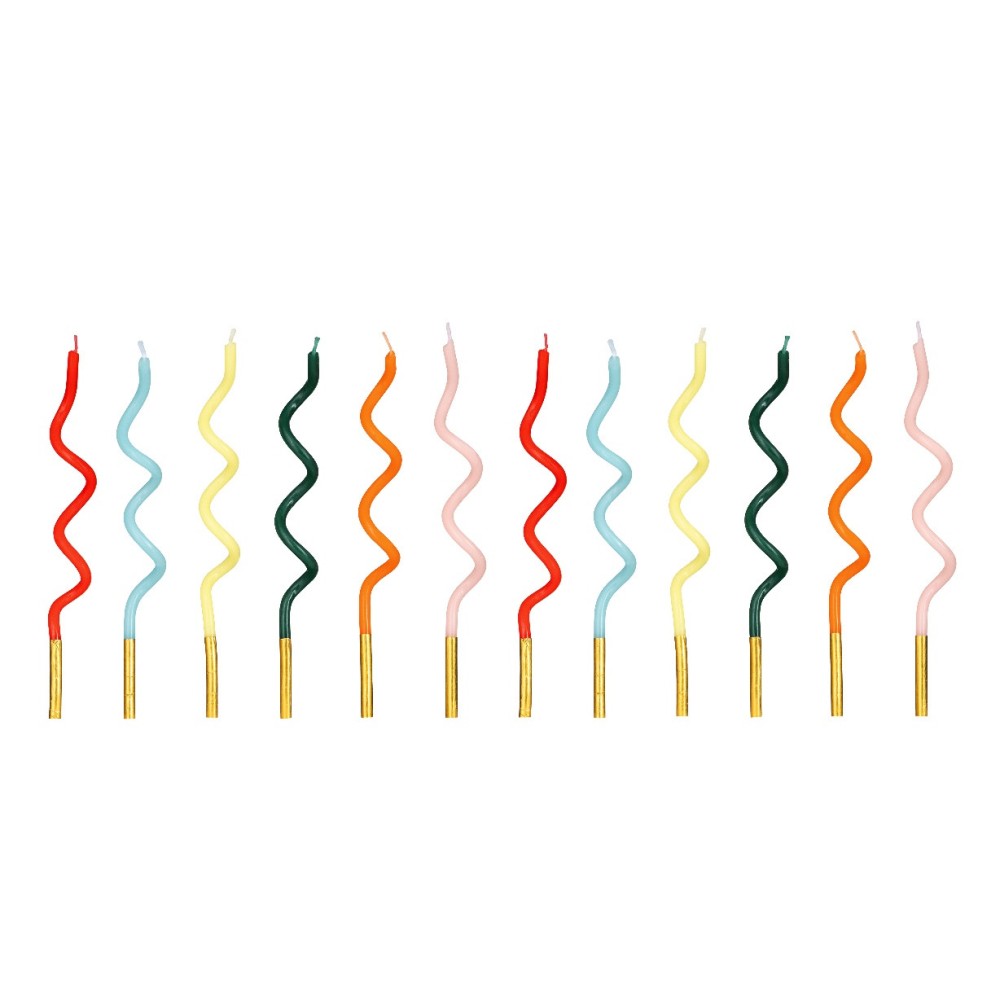 Birthday twisted candles - colorful, 14 cm, 12 pcs.