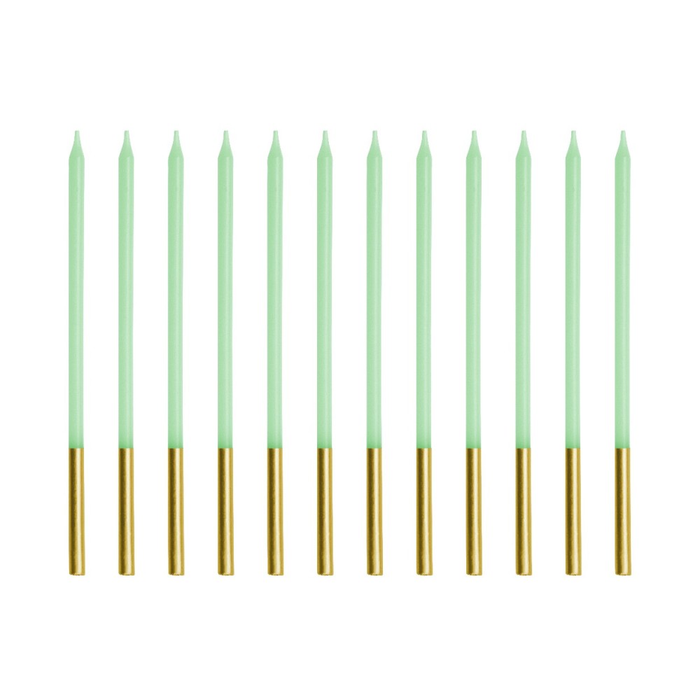 Birthday candles - light green, 14 cm, 12 pcs.