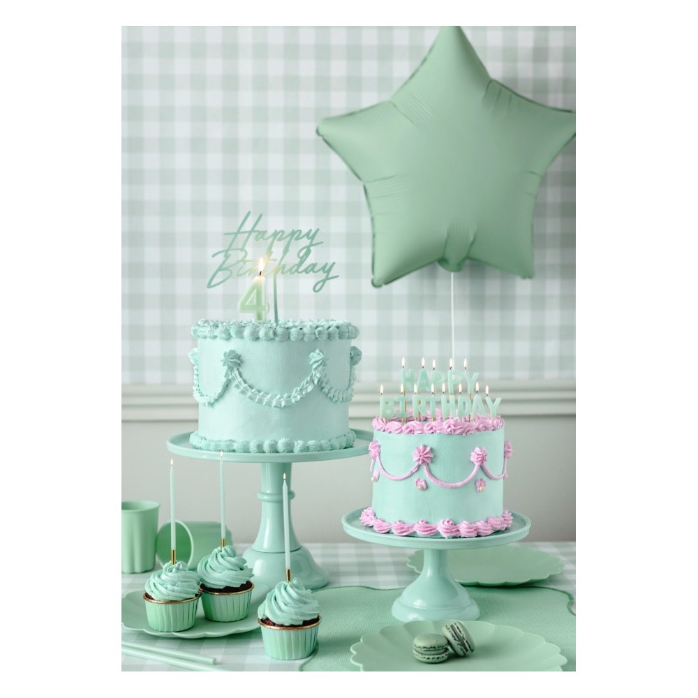 Birthday candles - light green, 14 cm, 12 pcs.