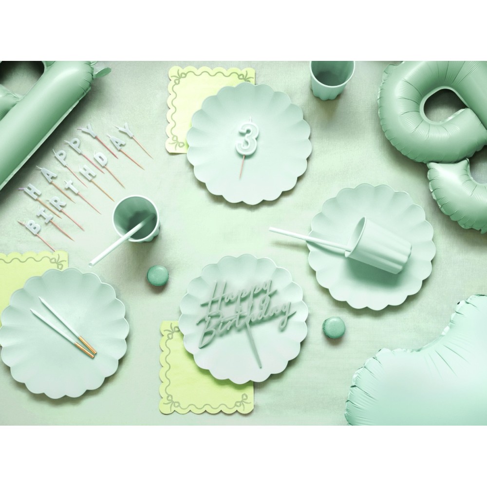 Birthday candles - light green, 14 cm, 12 pcs.
