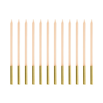 Birthday candles - beige, 14 cm, 12 pcs.