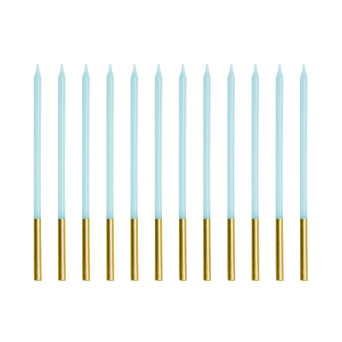 Birthday candles - light blue, 14 cm, 12 pcs.