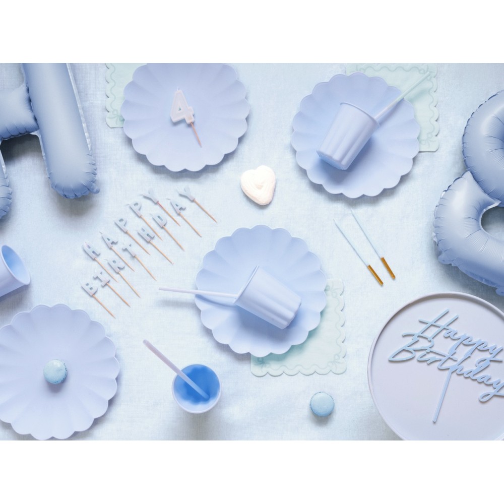 Birthday candles - light blue, 14 cm, 12 pcs.