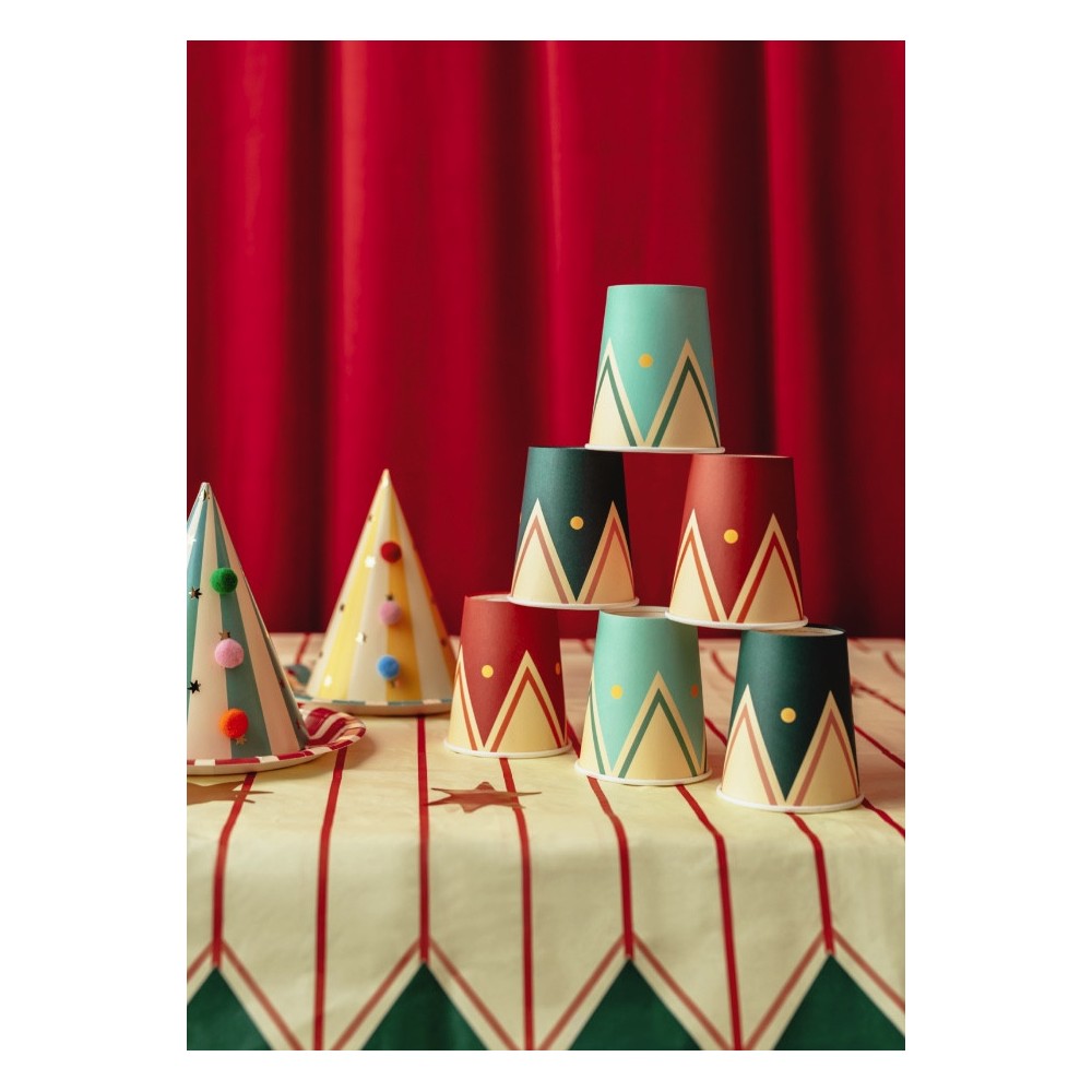 Paper tablecloth Stripes and stars - beige, 180 x 120 cm