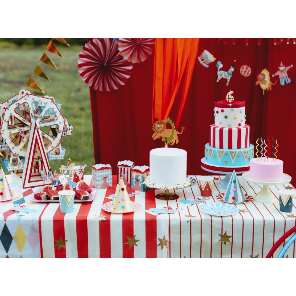 Paper plates Circus stripes and stars - colorful, 18 cm, 6 pcs.