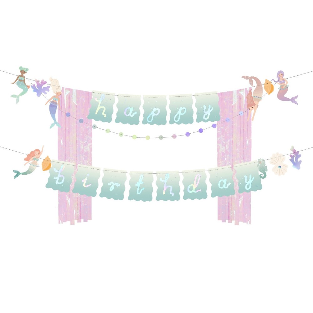 Baner Happy Birthday Syrenka - niebieski, 1 m x 1,3 m