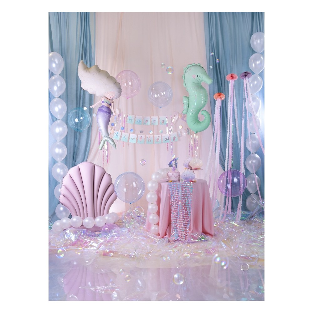Happy Birthday Mermaid banner - blue, 1 m x 1,3 m