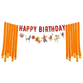 Baner Happy Birthday Cyrk - czerwony, 2,75 m