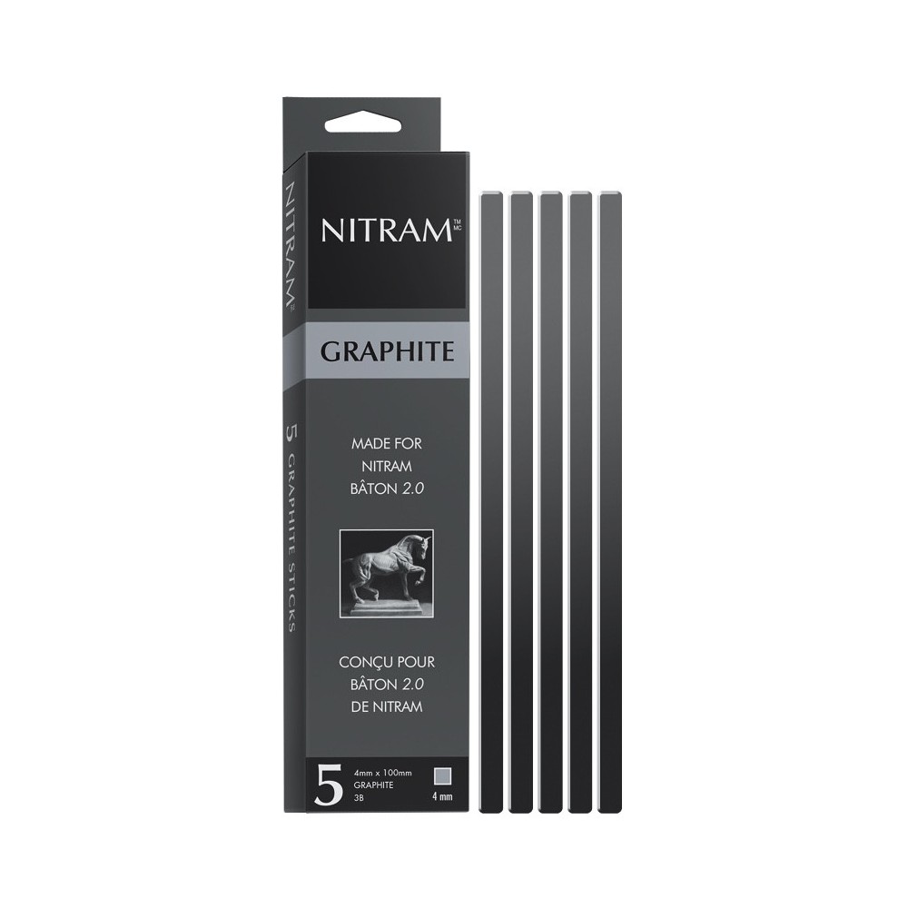 Graphite for Bâton 2.0 holder - Nitram - 3B, 4 mm, 5 pcs.