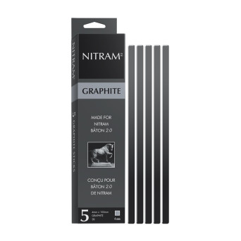 Graphite for Bâton 2.0 holder - Nitram - 3B, 4 mm, 5 pcs.
