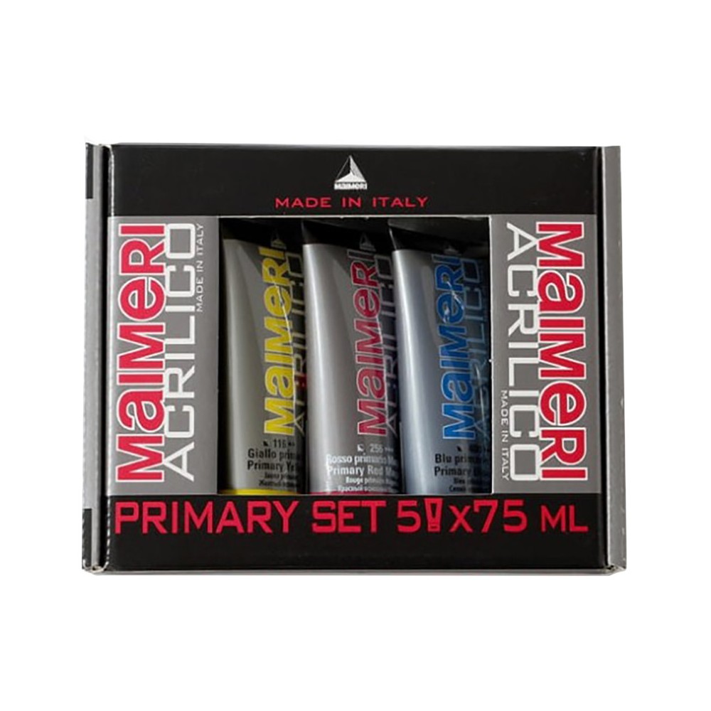 Set of Acrilico Primary paints - Maimeri - 5 x 75 ml