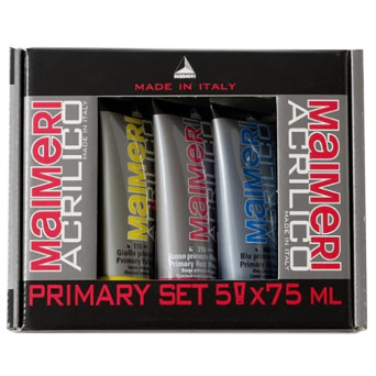 Set of Acrilico Primary paints - Maimeri - 5 x 75 ml