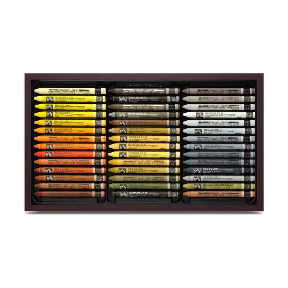 Zestaw pasteli akwarelowych Neocolor II w drewnianej walizce - Caran d'Ache - 84 szt.