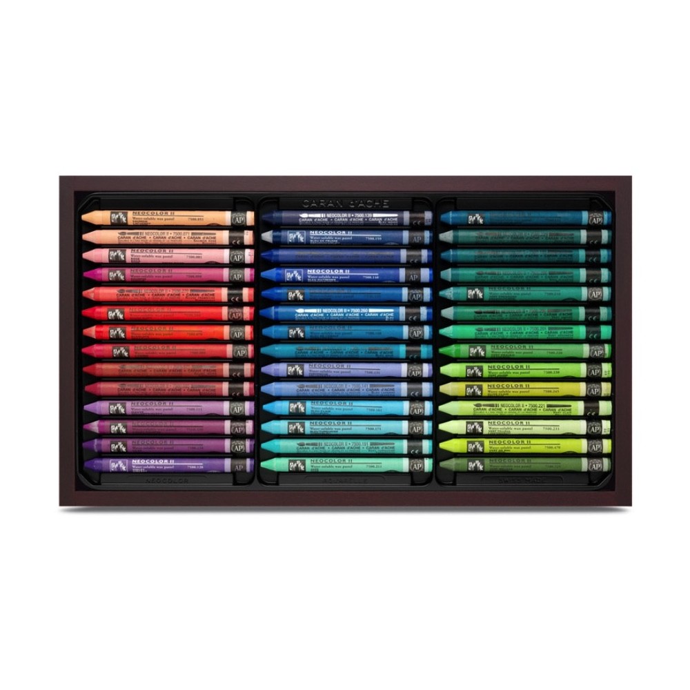 Zestaw pasteli akwarelowych Neocolor II w drewnianej walizce - Caran d'Ache - 84 szt.