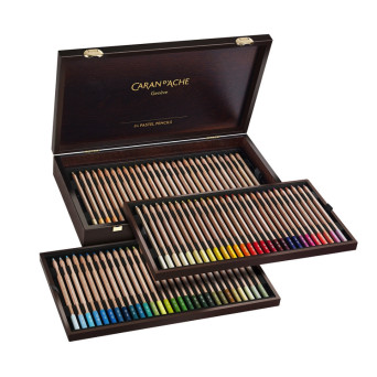 Zestaw pasteli suchych w kredce Pastel Pencil w drewnianej walizce - Caran d'Ache - 84 szt.