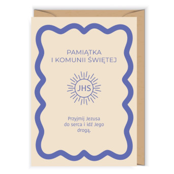 Greeting card 12 x 17 cm - Cudowianki - First Communion IHS