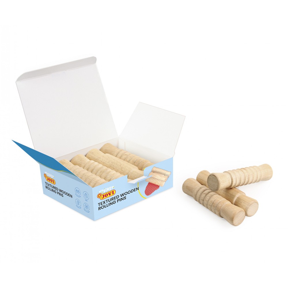 Set of textured wooden Rolling pins for modeling clay - Jovi - 9 pcs.