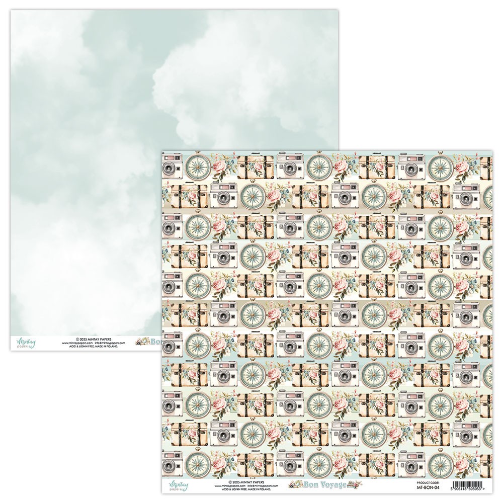 Scrapbooking paper 30,5 x 30,5 cm - Mintay - Bon Voyage 04