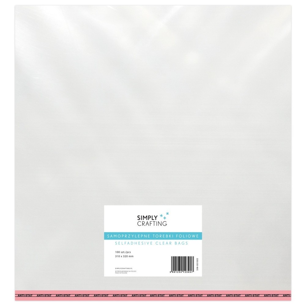 Torebki, woreczki foliowe z klejem - Simply Crafting - 31 x 32 cm, 100 szt.