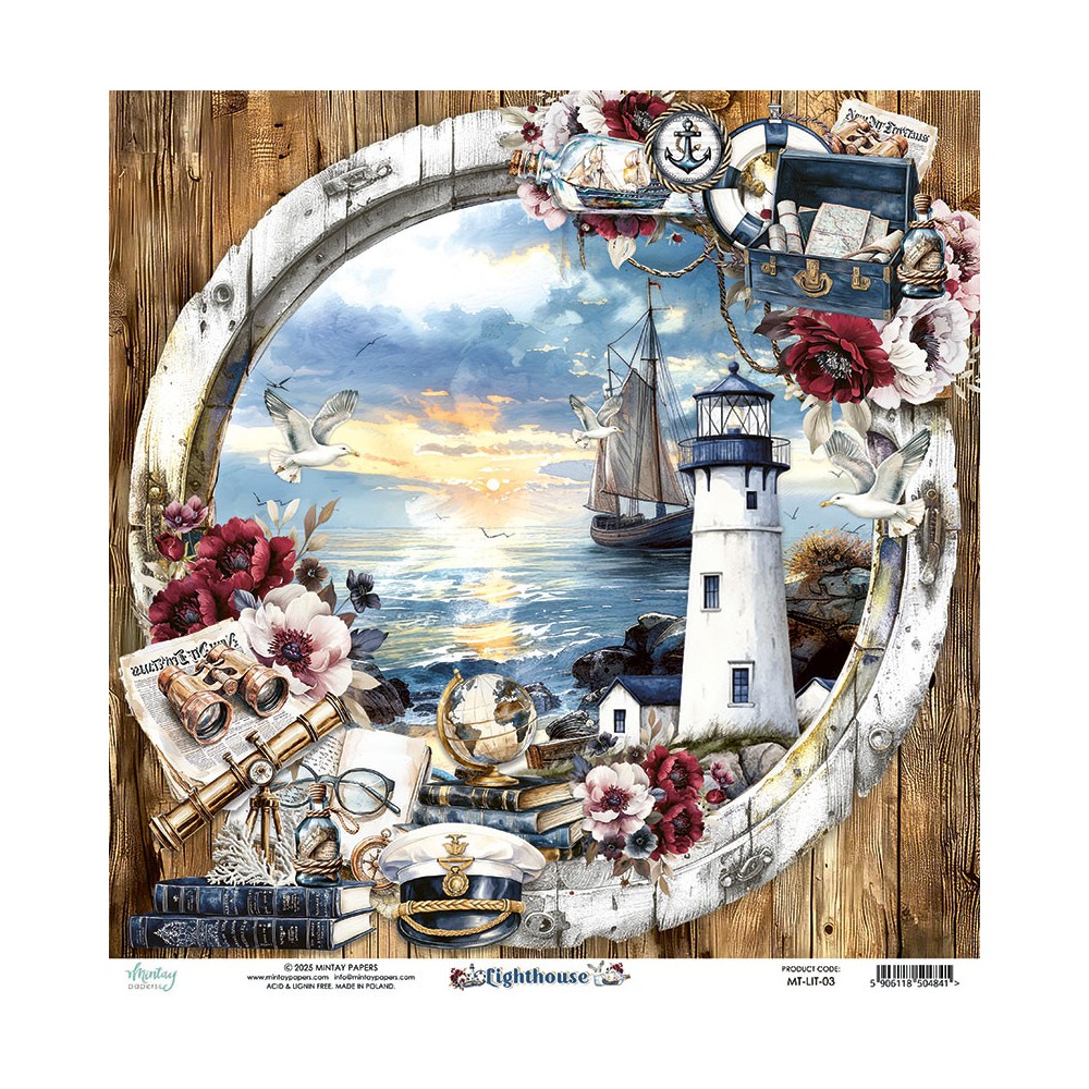 Scrapbooking paper 30,5 x 30,5 cm - Mintay - Lighthouse 03