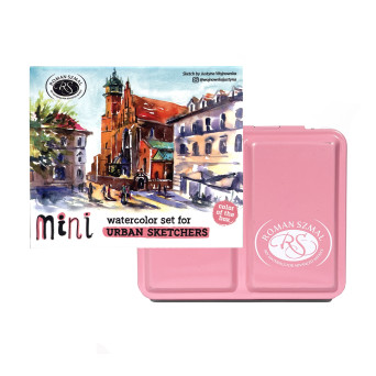 Set of Aquarius watercolor paints Mini Urban Sketchers Pink - Roman Szmal - 8 colors