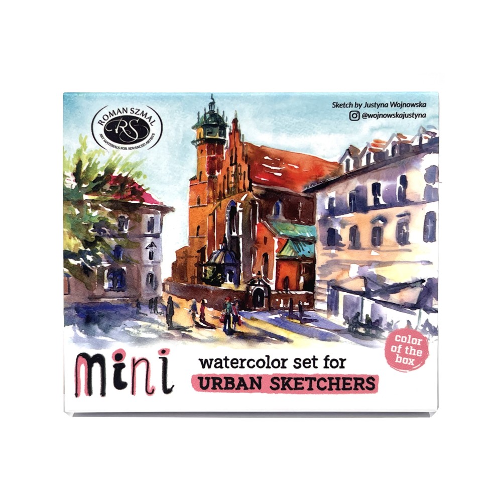 Set of Aquarius watercolor paints Mini Urban Sketchers Pink - Roman Szmal - 8 colors