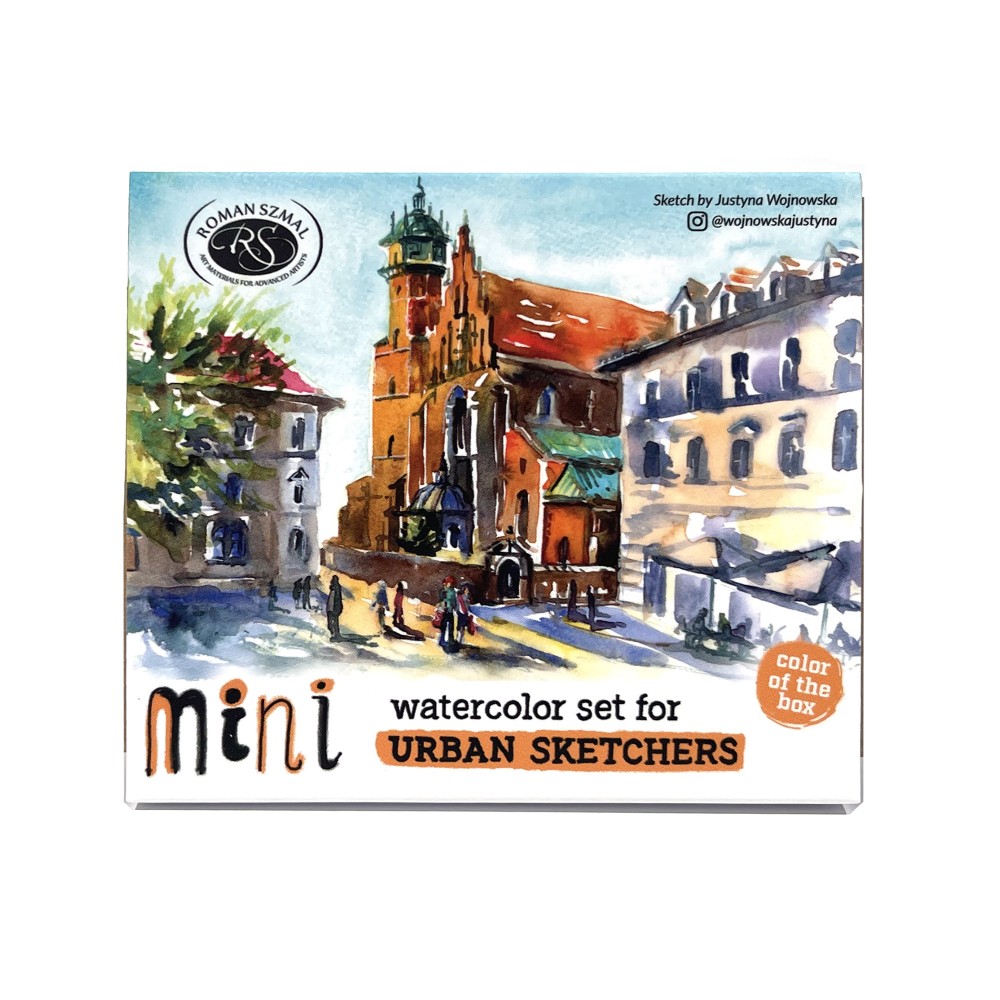 Set of Aquarius watercolor paints Mini Urban Sketchers Apricot - Roman Szmal - 8 colors
