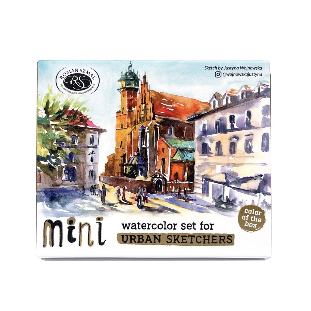 Set of Aquarius watercolor paints Mini Urban Sketchers Gold - Roman Szmal - 8 colors