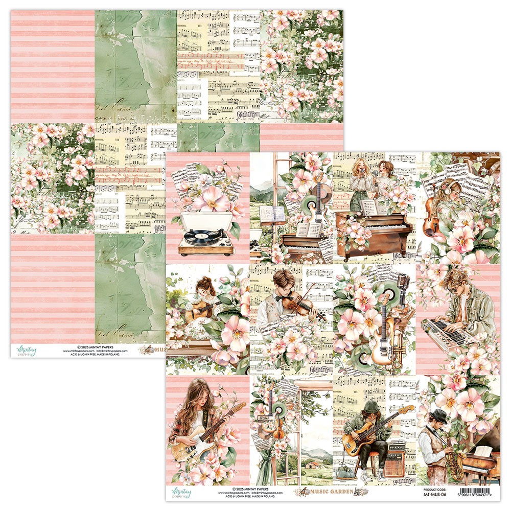Papier do scrapbookingu 30,5 x 30,5 cm - Mintay - Music Garden 06