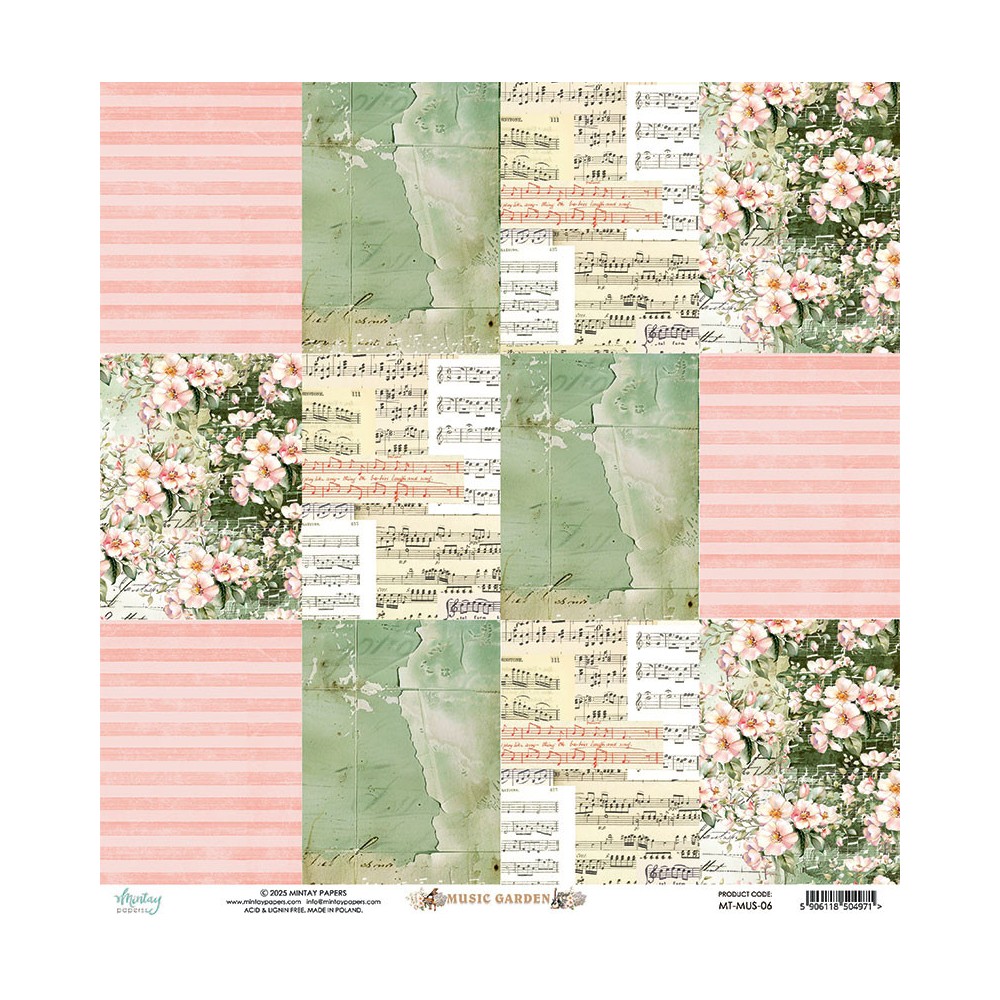 Scrapbooking paper 30,5 x 30,5 cm - Mintay - Music Garden 06