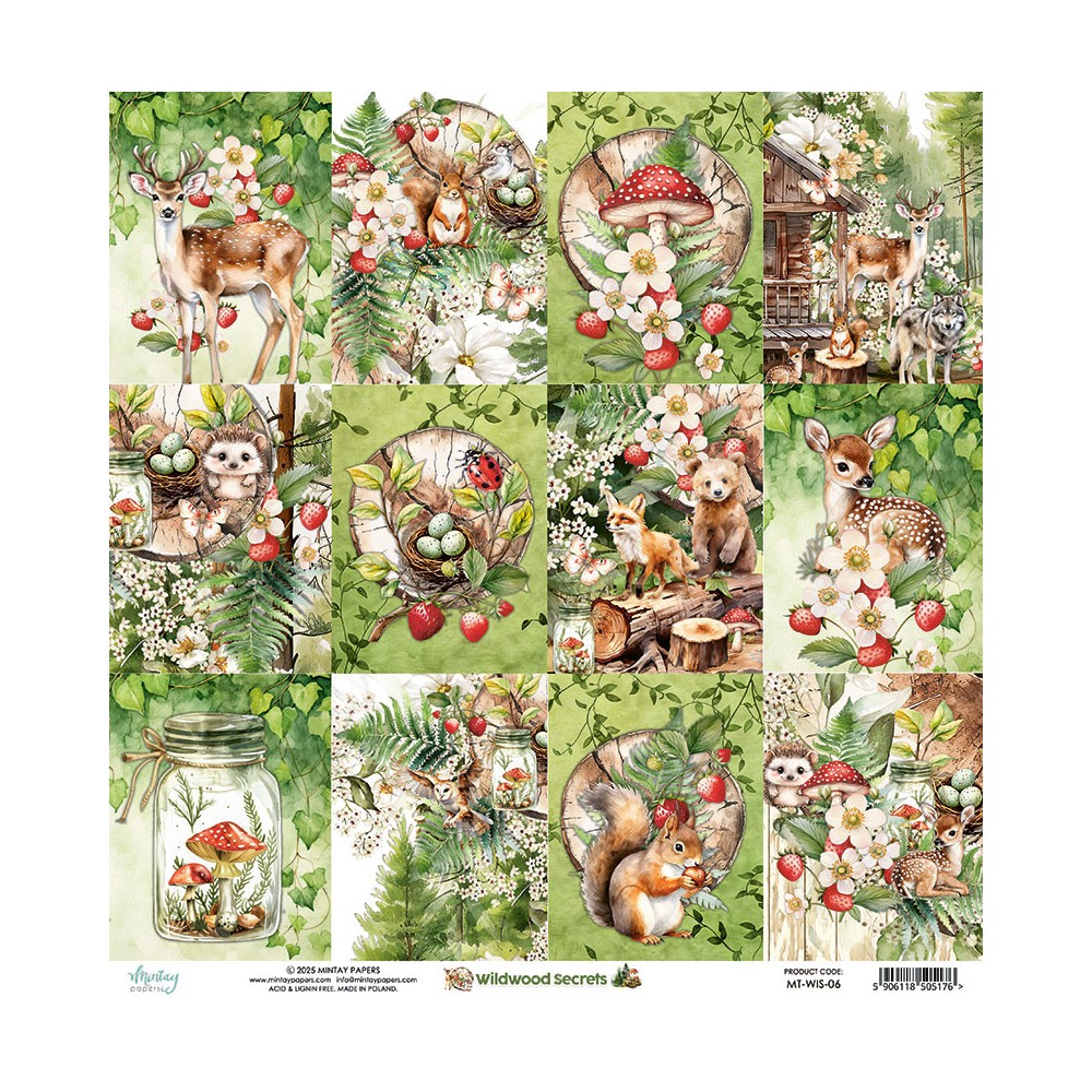 Papier do scrapbookingu 30,5 x 30,5 cm - Mintay - Wildwood Secrets 06