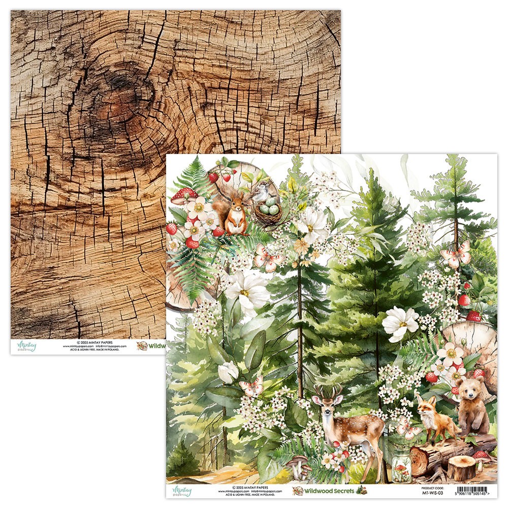 Scrapbooking paper 30,5 x 30,5 cm - Mintay - Wildwood Secrets 03