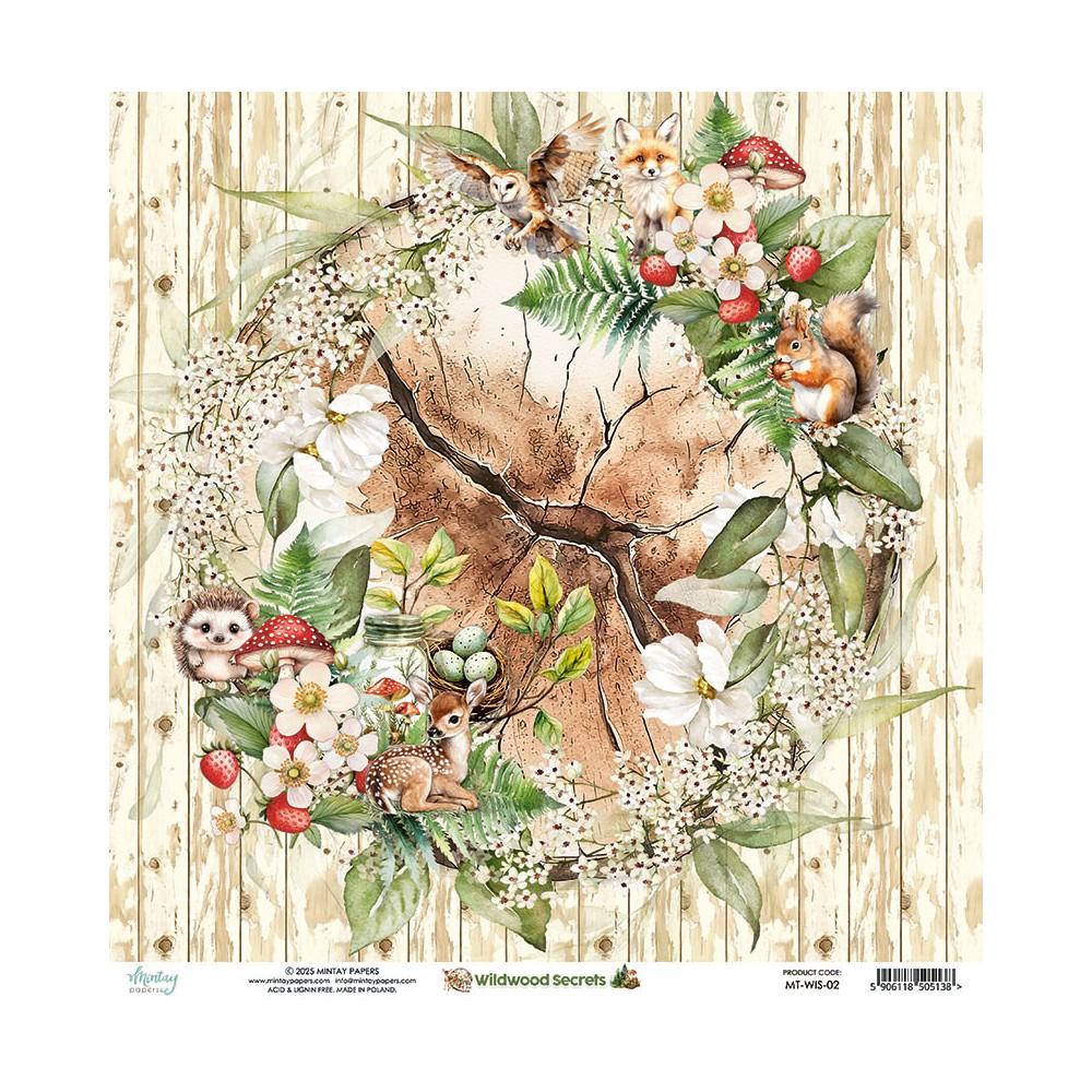 Scrapbooking paper 30,5 x 30,5 cm - Mintay - Wildwood Secrets 02