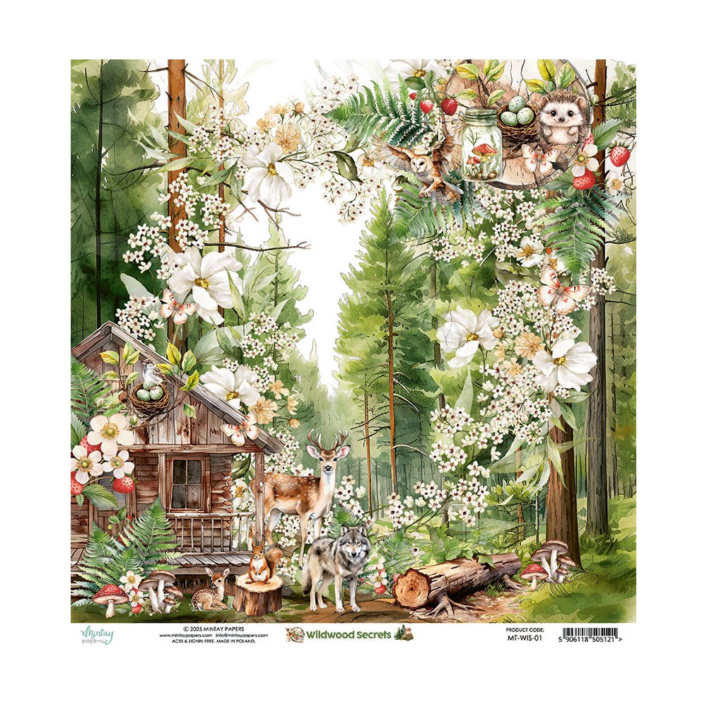 Papier do scrapbookingu 30,5 x 30,5 cm - Mintay - Wildwood Secrets 01