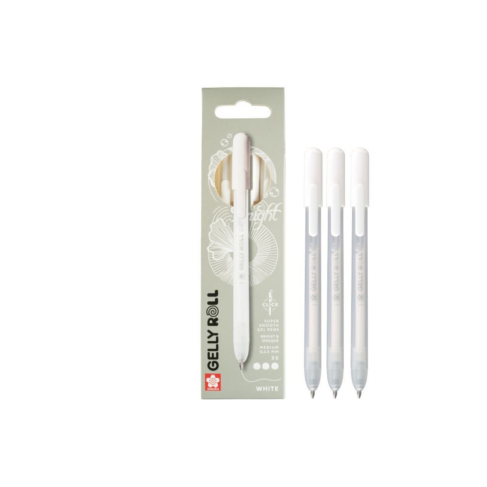 Zestaw długopisów żelowych Gelly Roll Classic - Sakura - White, 0,40 mm, 3 szt.