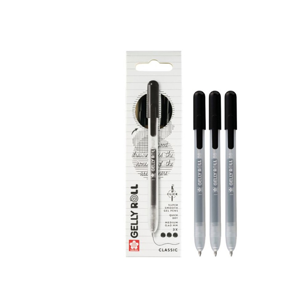 Zestaw długopisów żelowych Gelly Roll Classic - Sakura - Black, 0,40 mm, 3 szt.