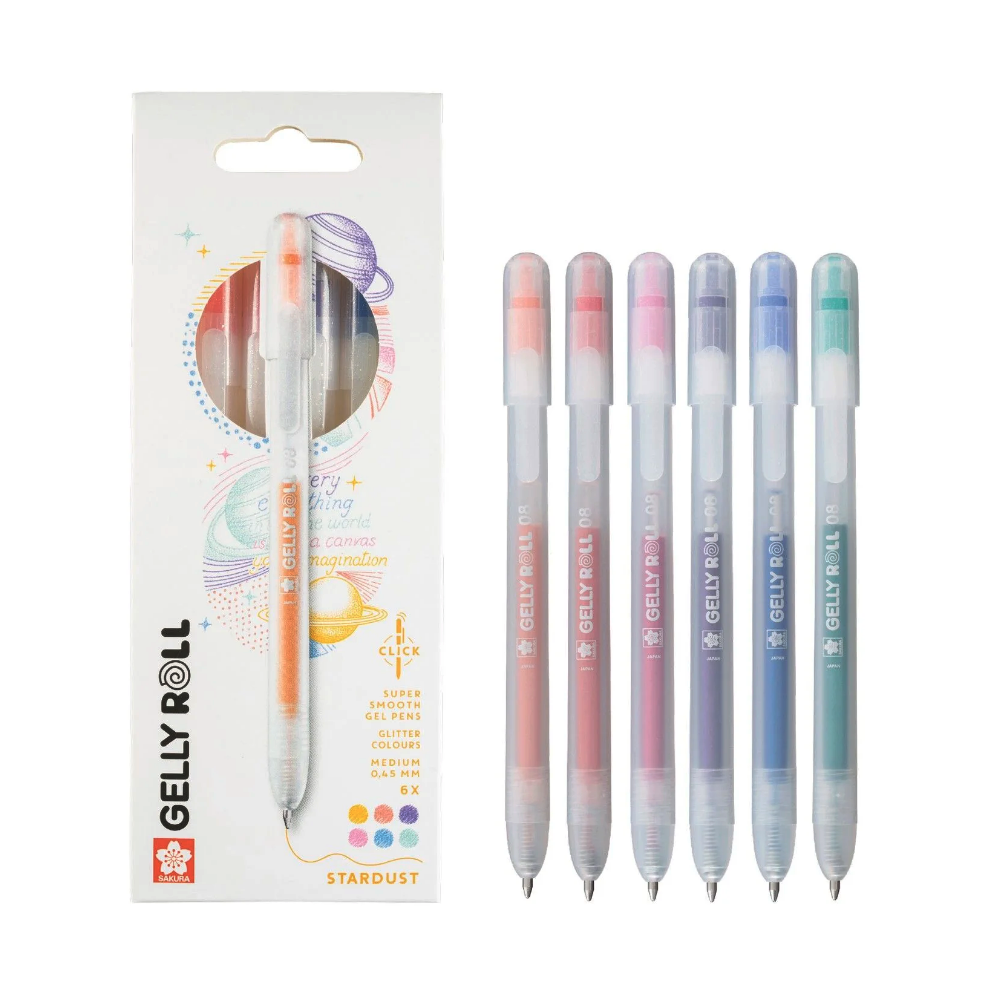 Zestaw długopisów żelowych Gelly Roll Stardust - Sakura - 0,45 mm, 6 szt.