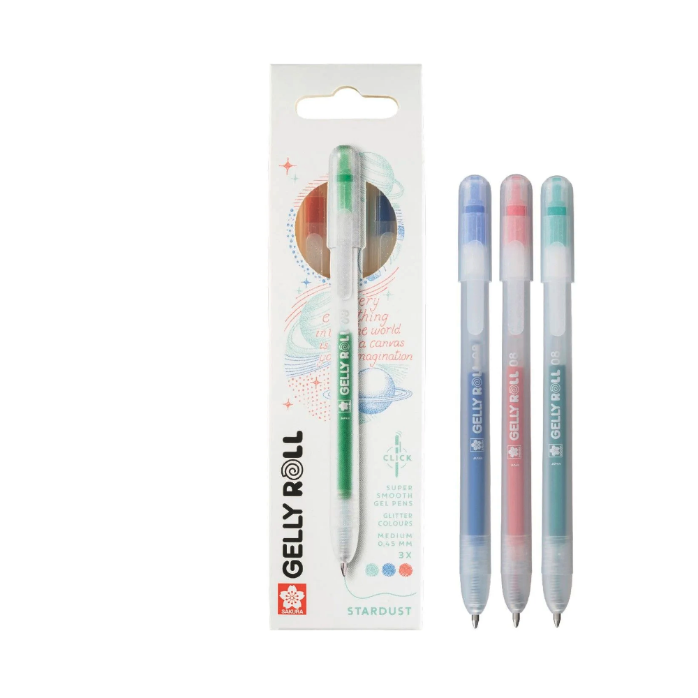 Zestaw długopisów żelowych Gelly Roll Stardust 3A - Sakura - 0,45 mm, 3 szt.