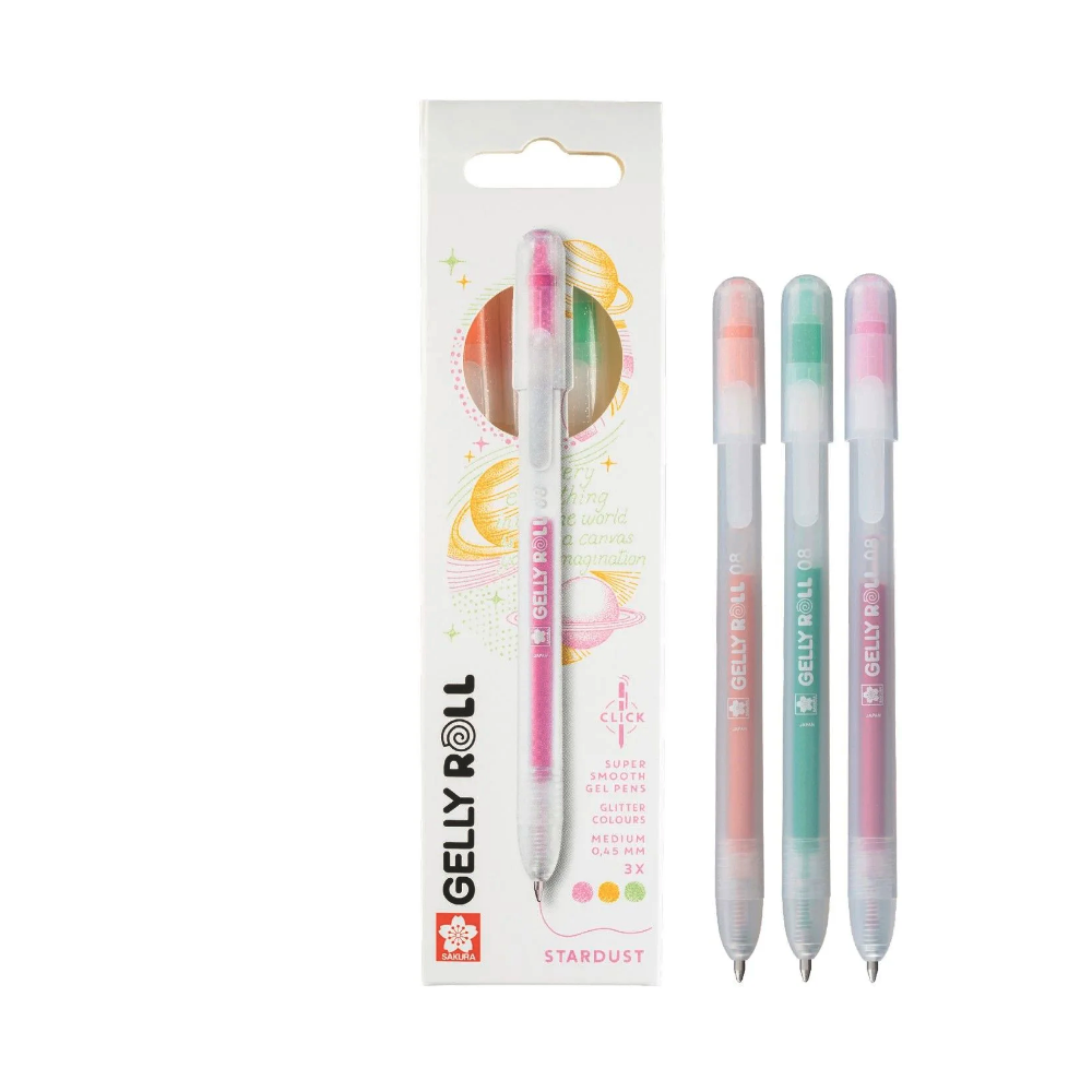 Zestaw długopisów żelowych Gelly Roll Stardust 3B - Sakura - 0,45 mm, 3 szt.