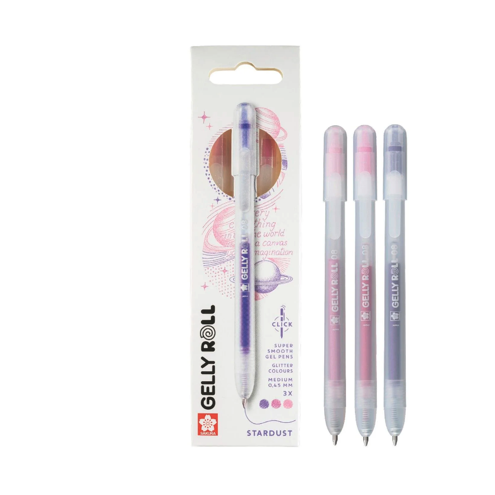 Zestaw długopisów żelowych Gelly Roll Stardust 3C - Sakura - 0,45 mm, 3 szt.